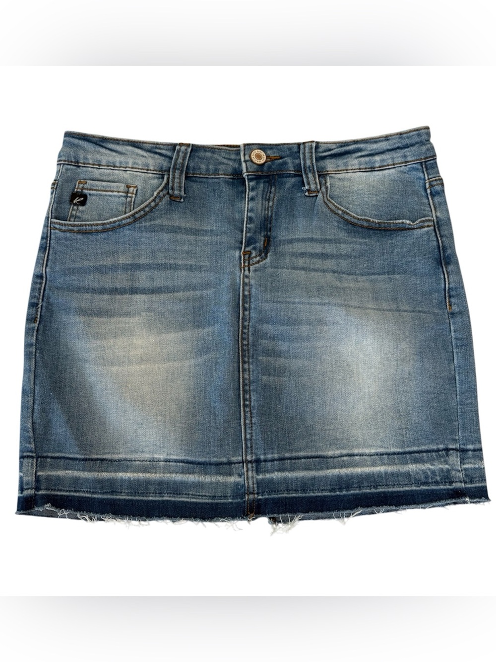 KanCanFrayed Denim Mini Skirt Size 5 26